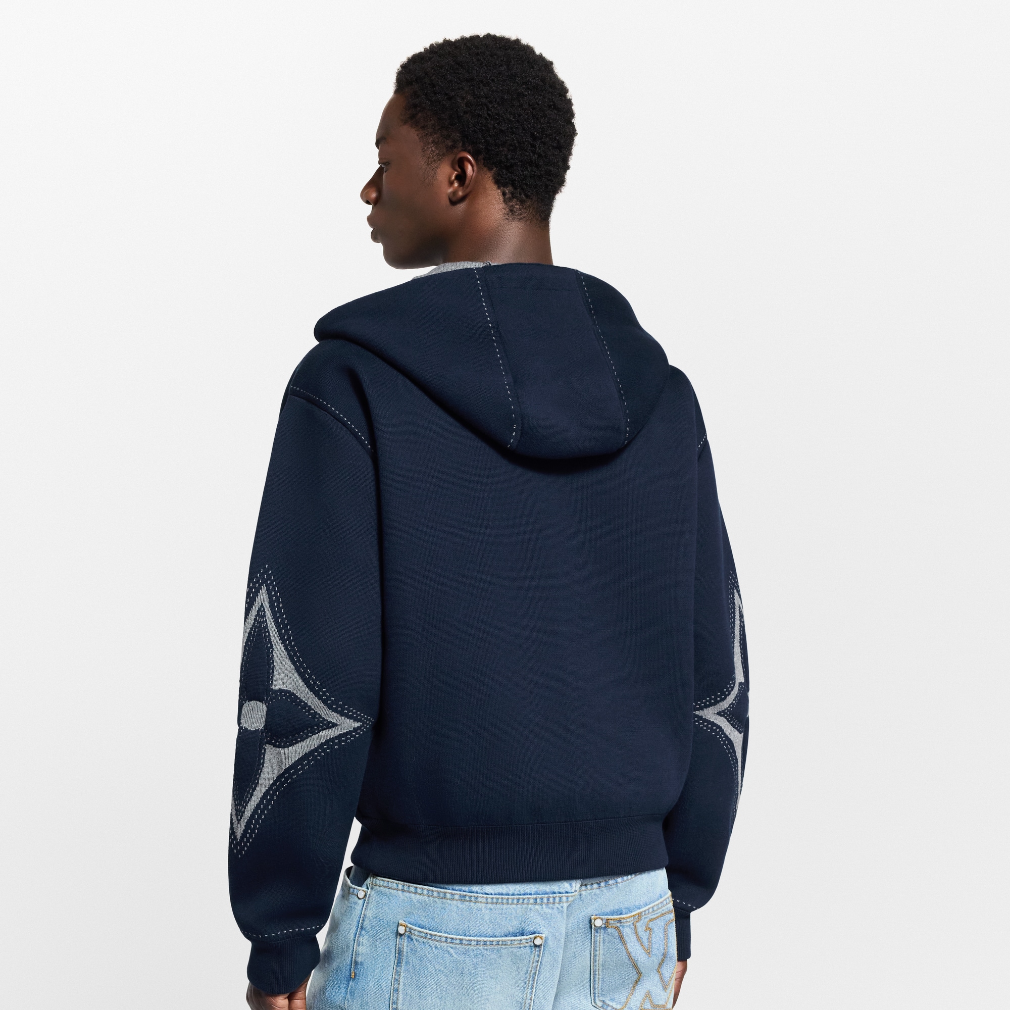  Ready-to-Wear All Ready-to-Wear Graphic Intarsia Zipped Cotton Hoodie | Louis Vuitton ® (Product zoom)