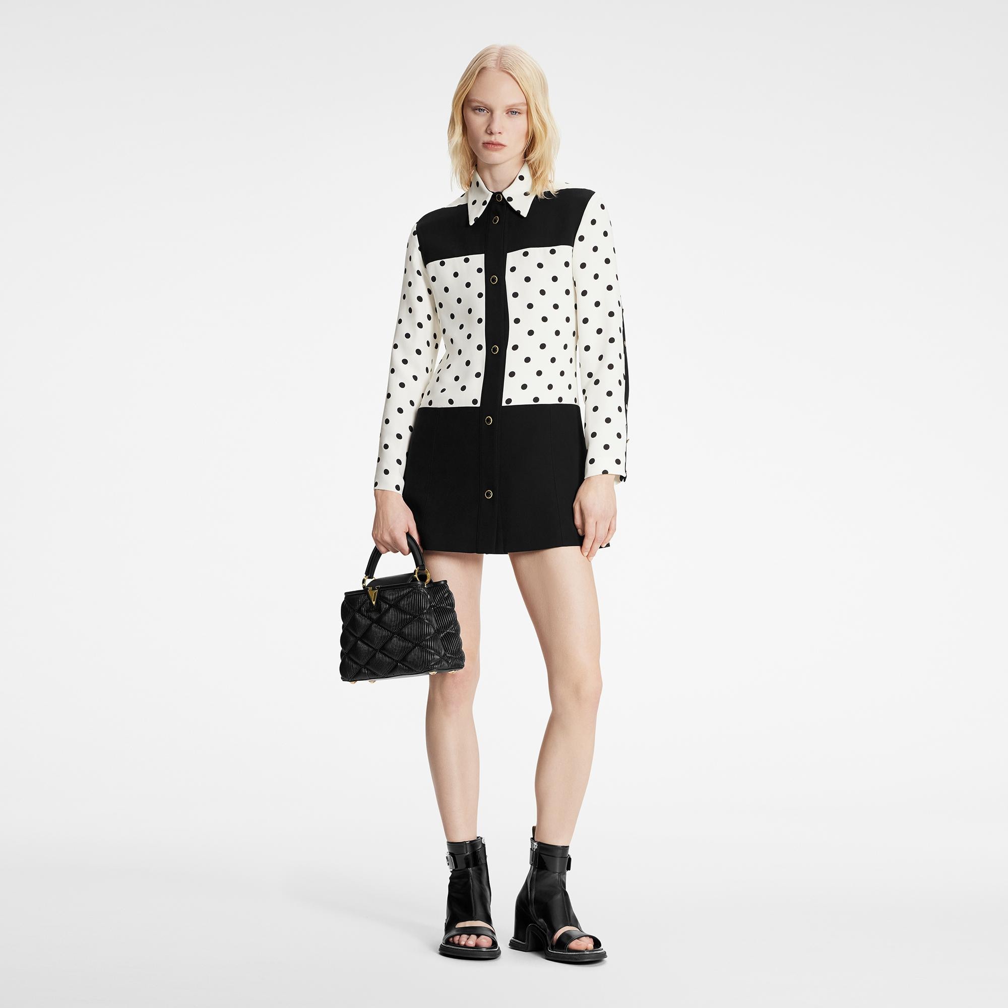  Discontinued Product Obs 1 Graphic Polka Dot Mini Shirt Dress | Louis Vuitton ® (Product zoom)