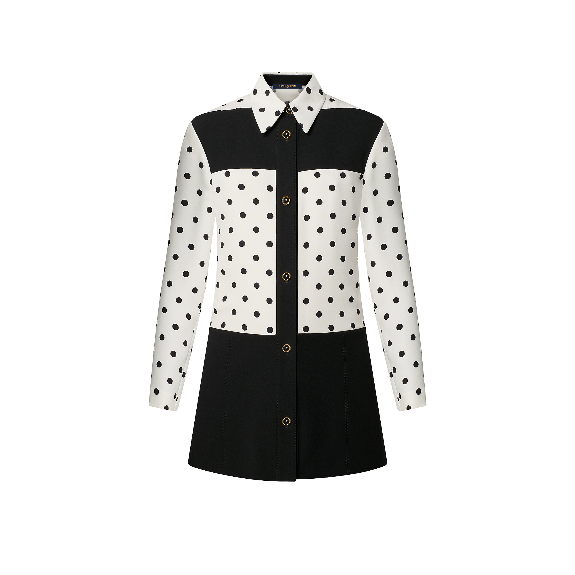 Graphic Polka Dot Mini Shirt Dress