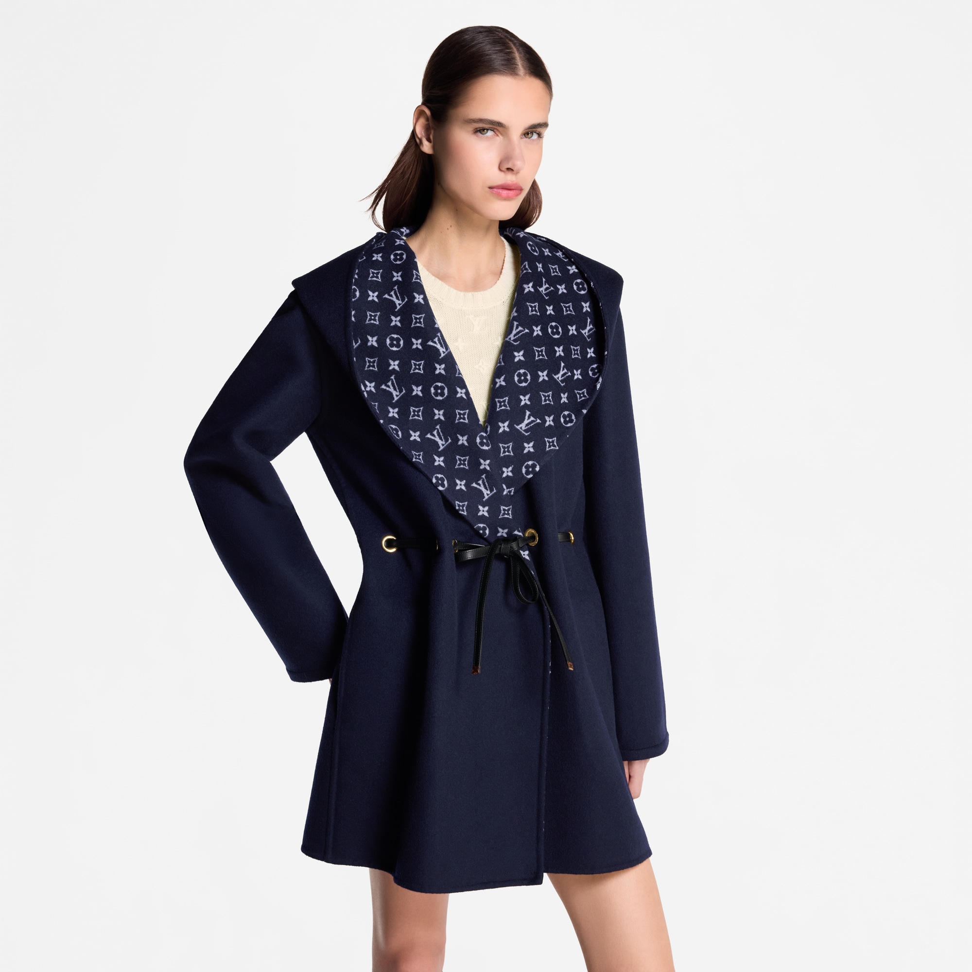  Ready-to-Wear Coats and Jackets Hooded Drawstring Wrap Coat | Louis Vuitton ® (Product zoom)