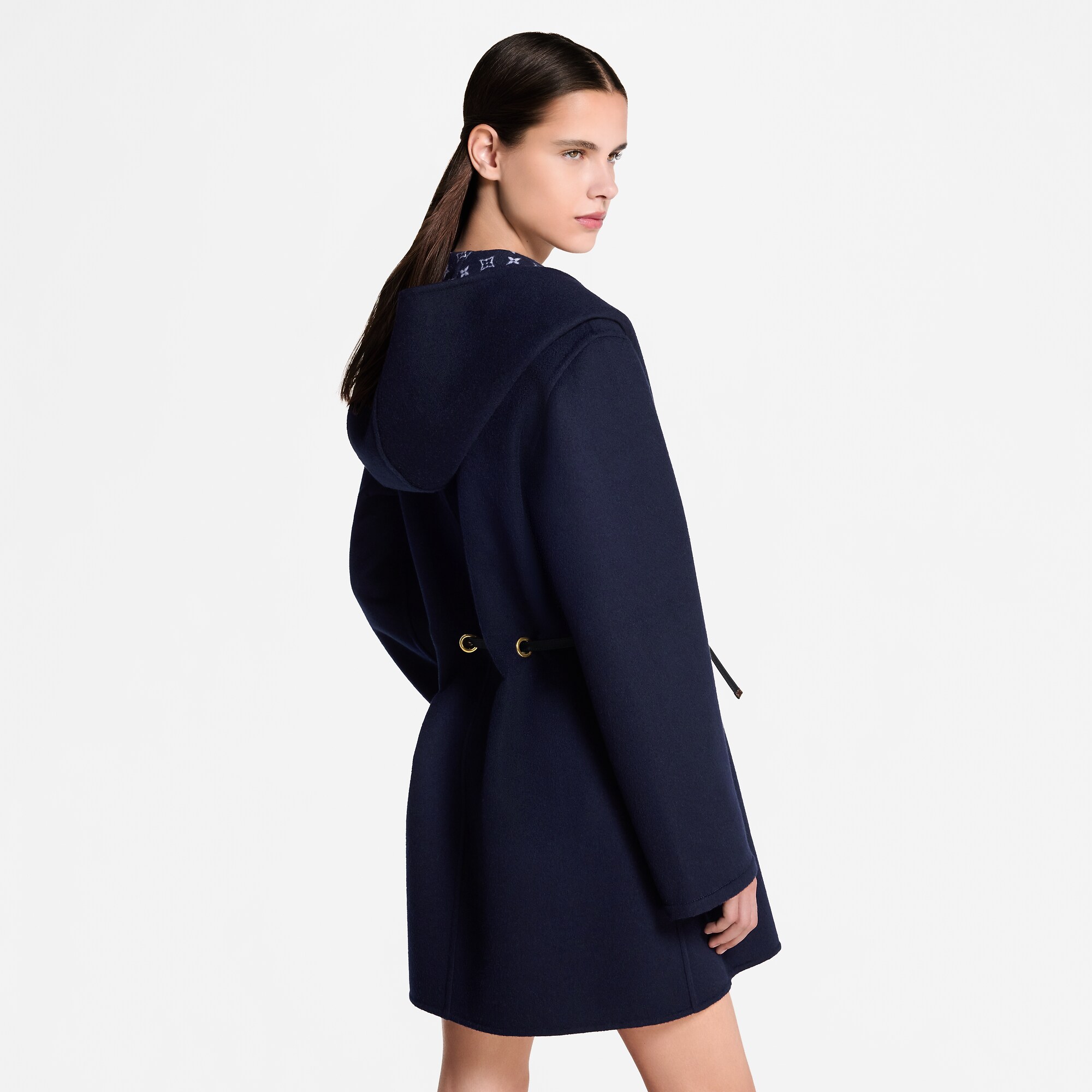 Hooded Drawstring Wrap Coat