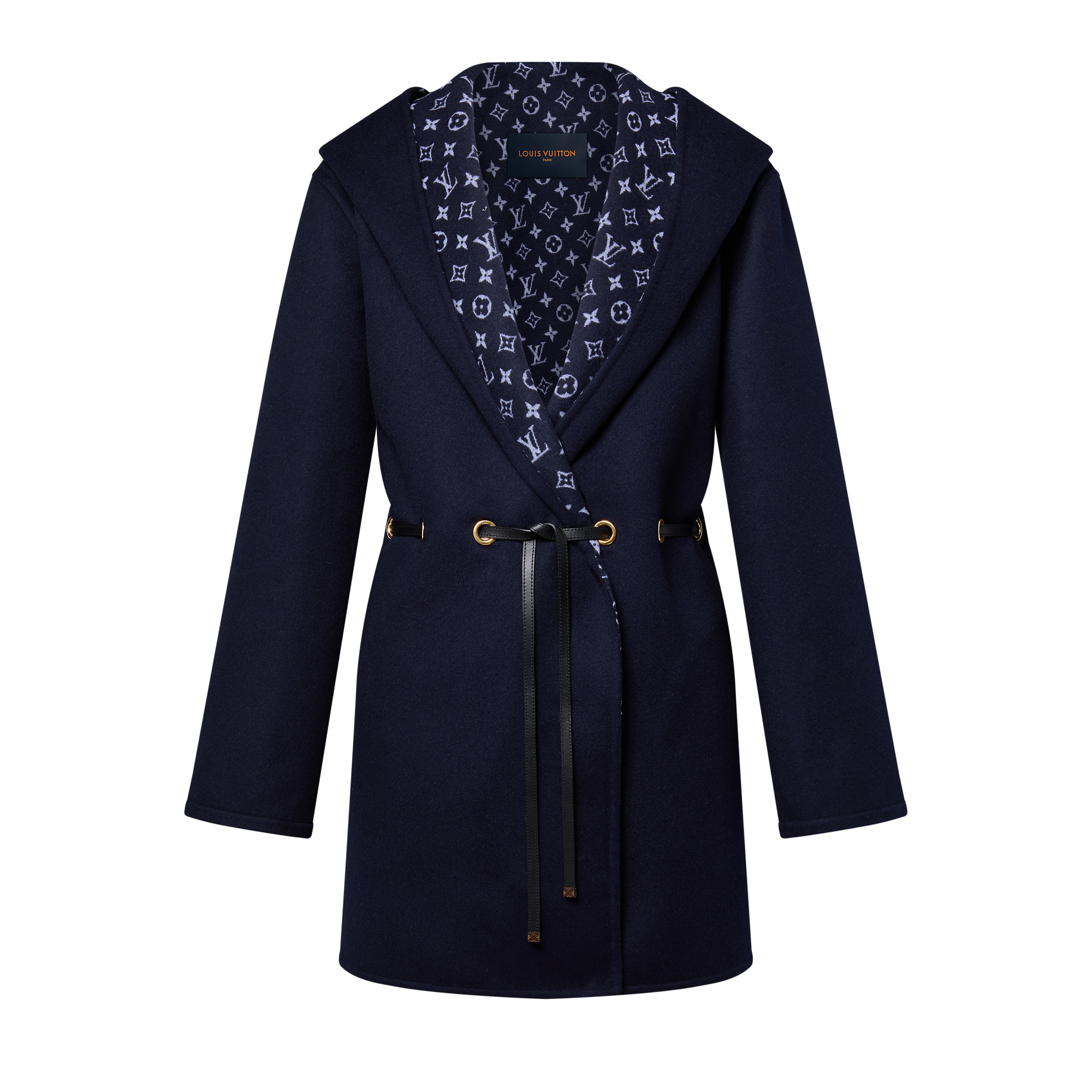 Hooded Drawstring Wrap Coat