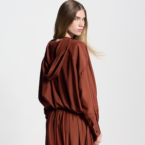 Ready-to-Wear Tops Hooded Washed Silk Shirt | Louis Vuitton ® (Product zoom)