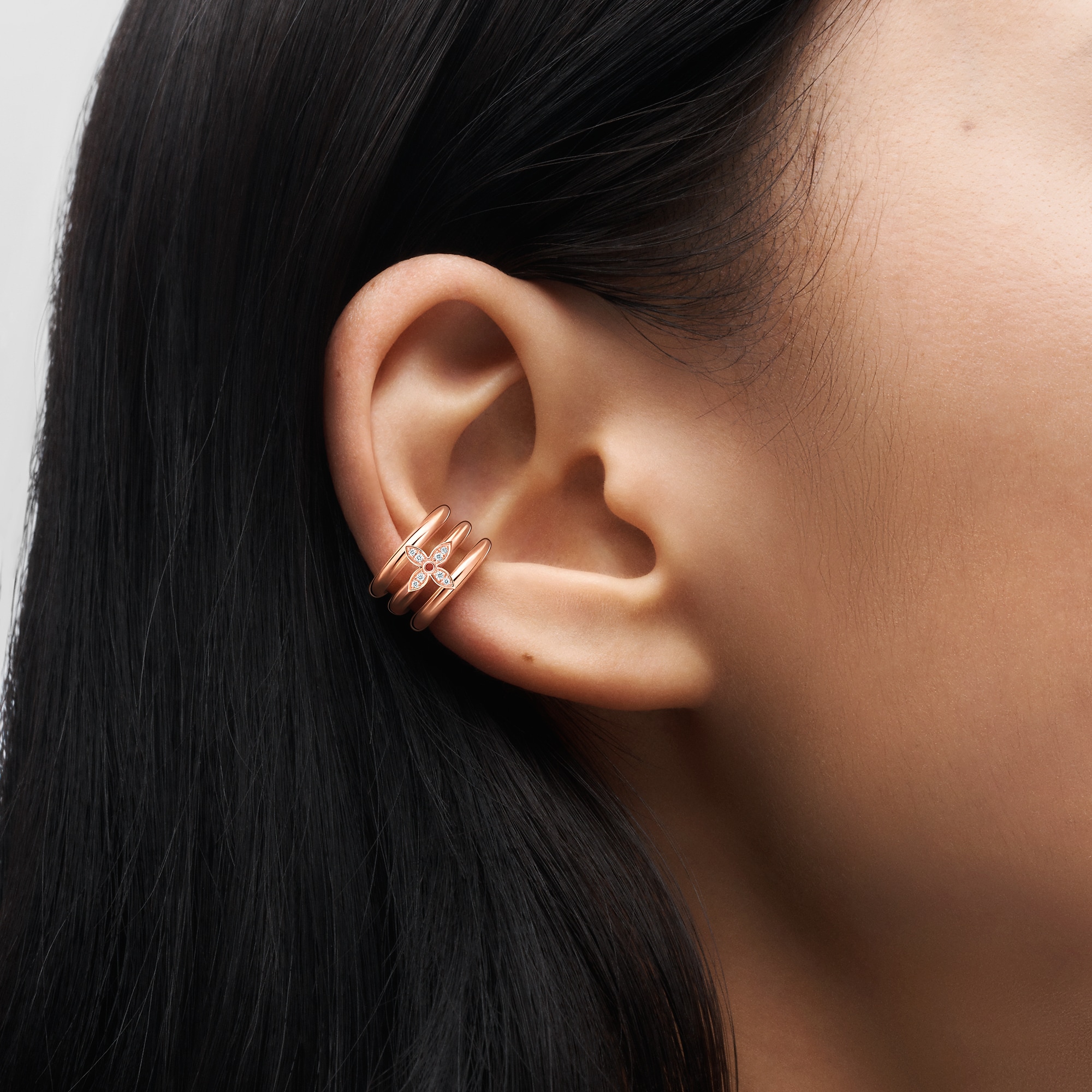 Idylle Blossom Ear Cuff, Pink Gold And Diamonds - Per Unit