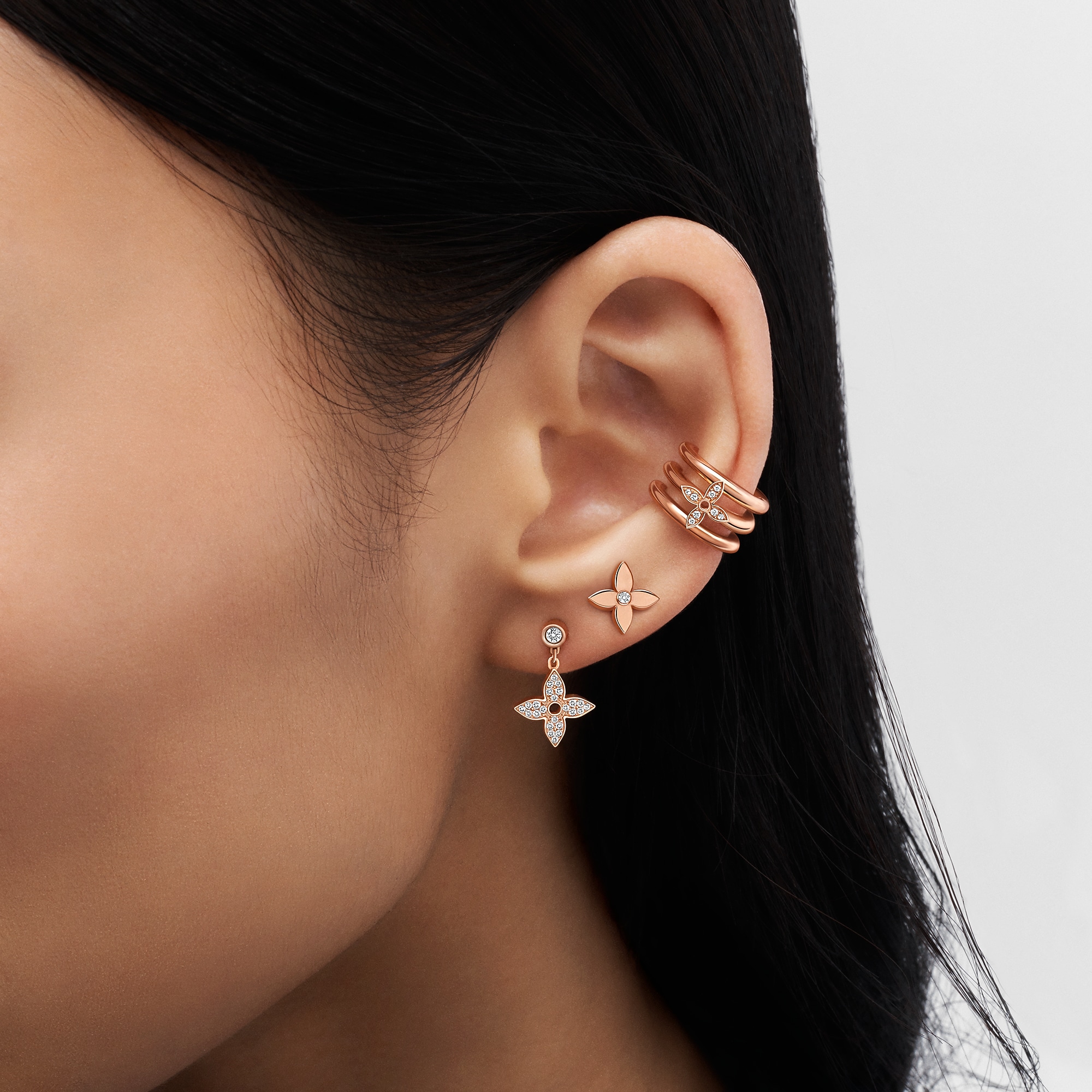 Idylle Blossom Ear Cuff, Pink Gold And Diamonds - Per Unit