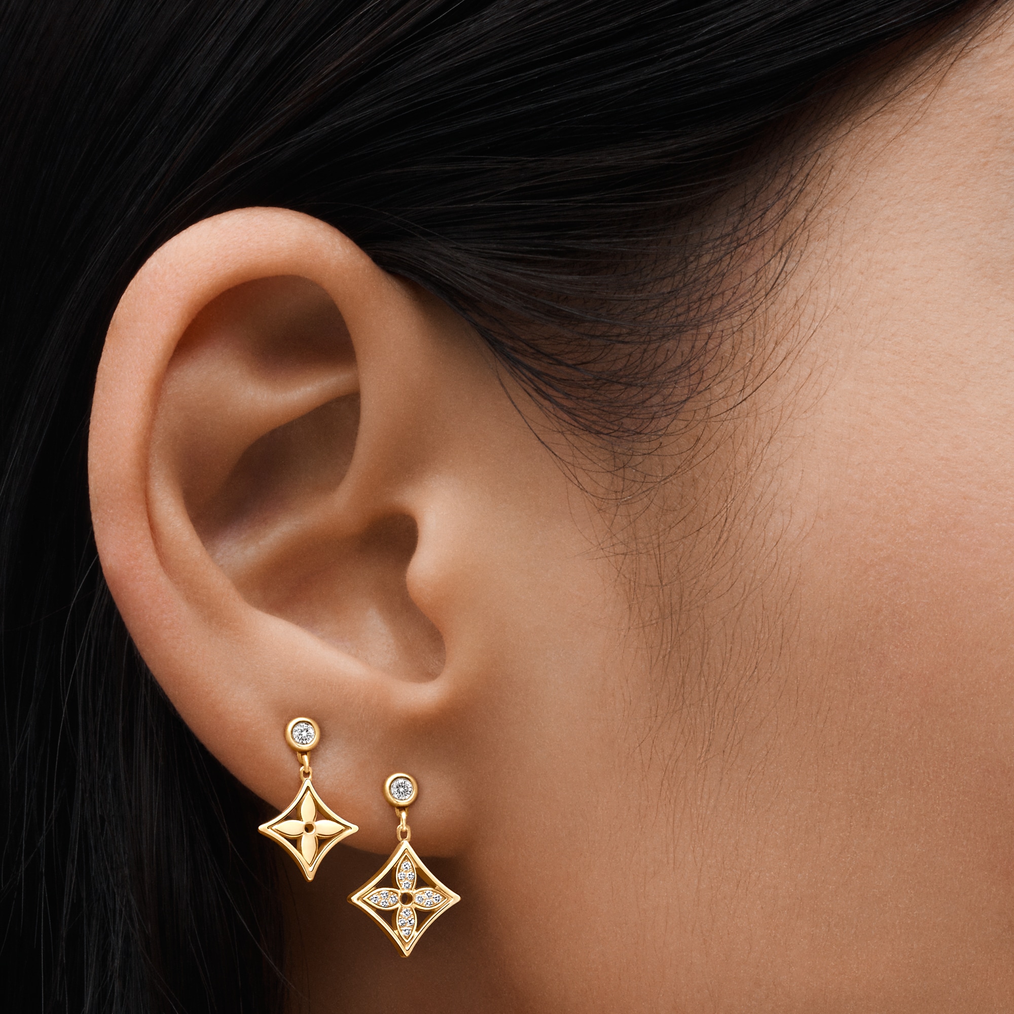 Idylle Blossom Ear Stud, Yellow Gold And Diamonds - Per Unit