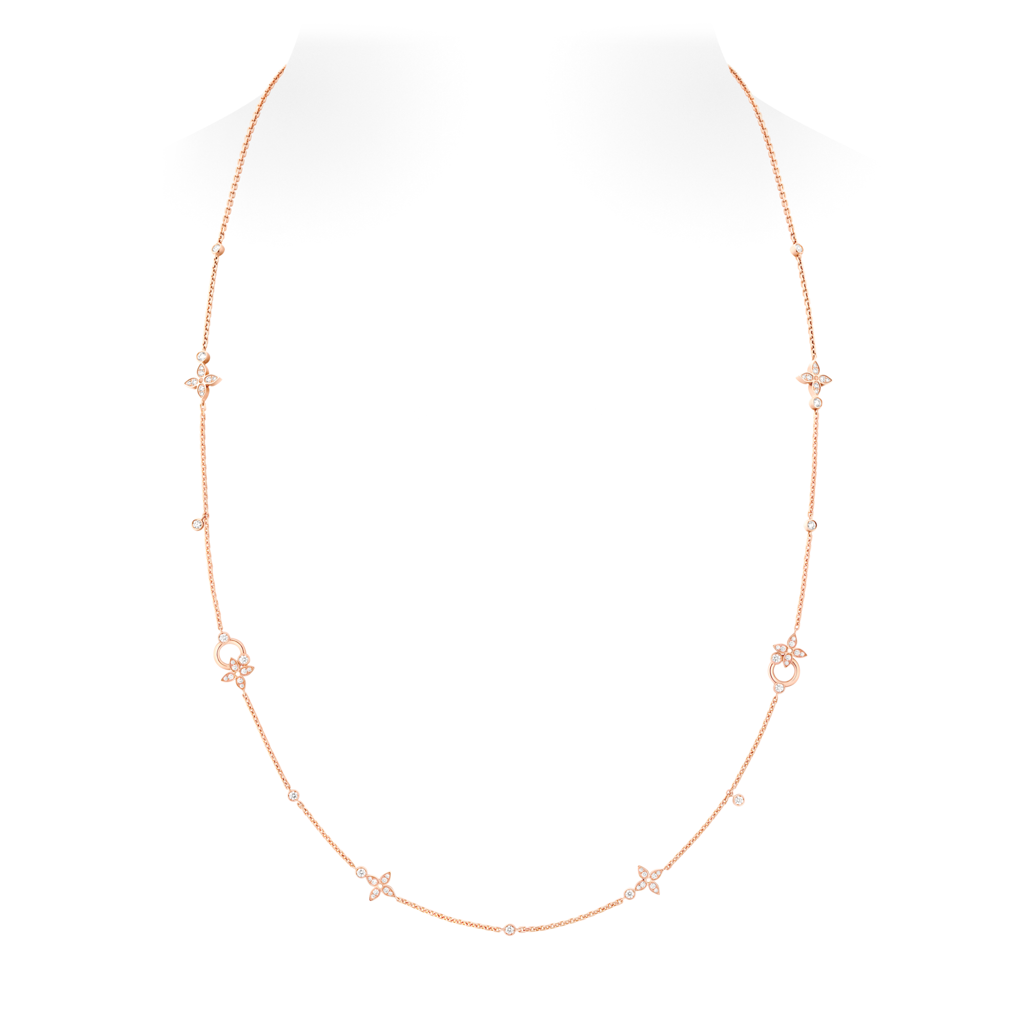  Categories Necklaces and Pendants  Idylle Blossom Multi-Pattern Long Necklace, Pink Gold and Diamonds | Louis Vuitton ® (Product zoom)
