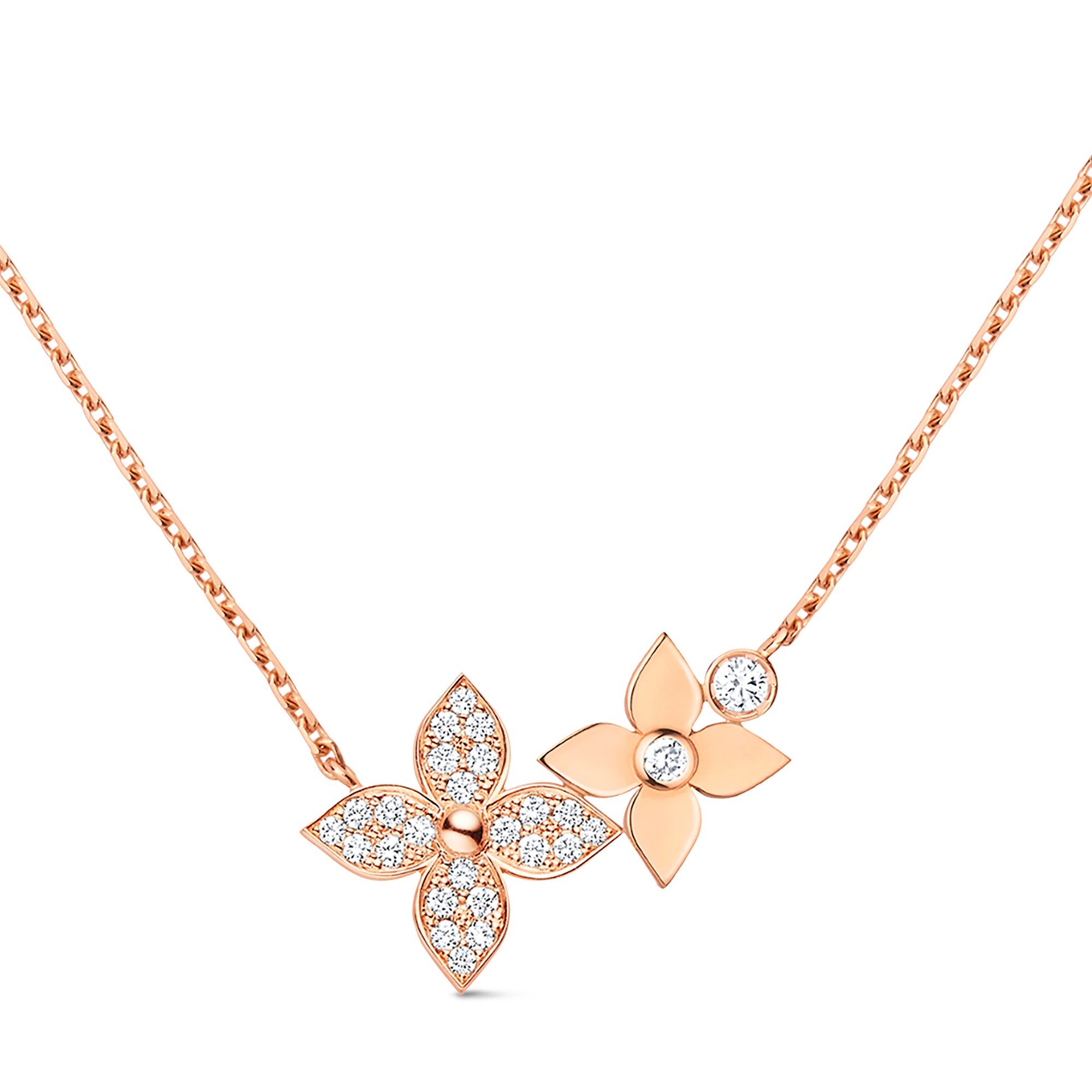 Idylle Blossom Necklace, Pink Gold and Diamonds