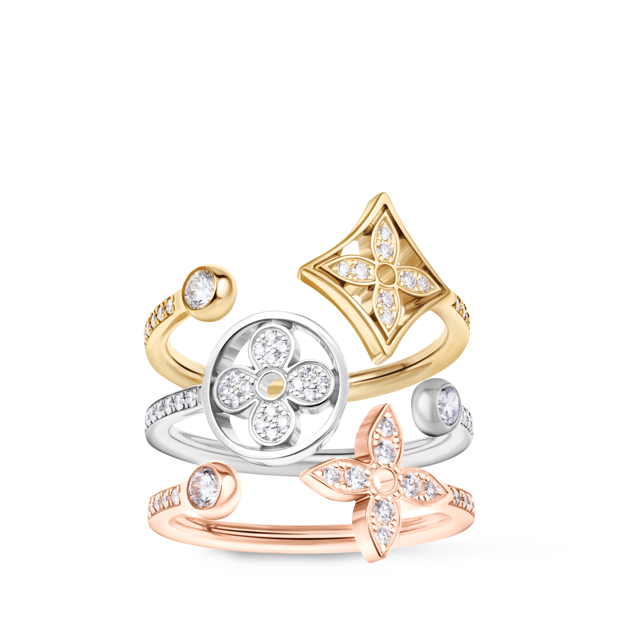  Categories All Fine Jewelry Idylle Blossom Paved Ring, 3 Golds And Diamonds | Louis Vuitton ® (Product zoom)
