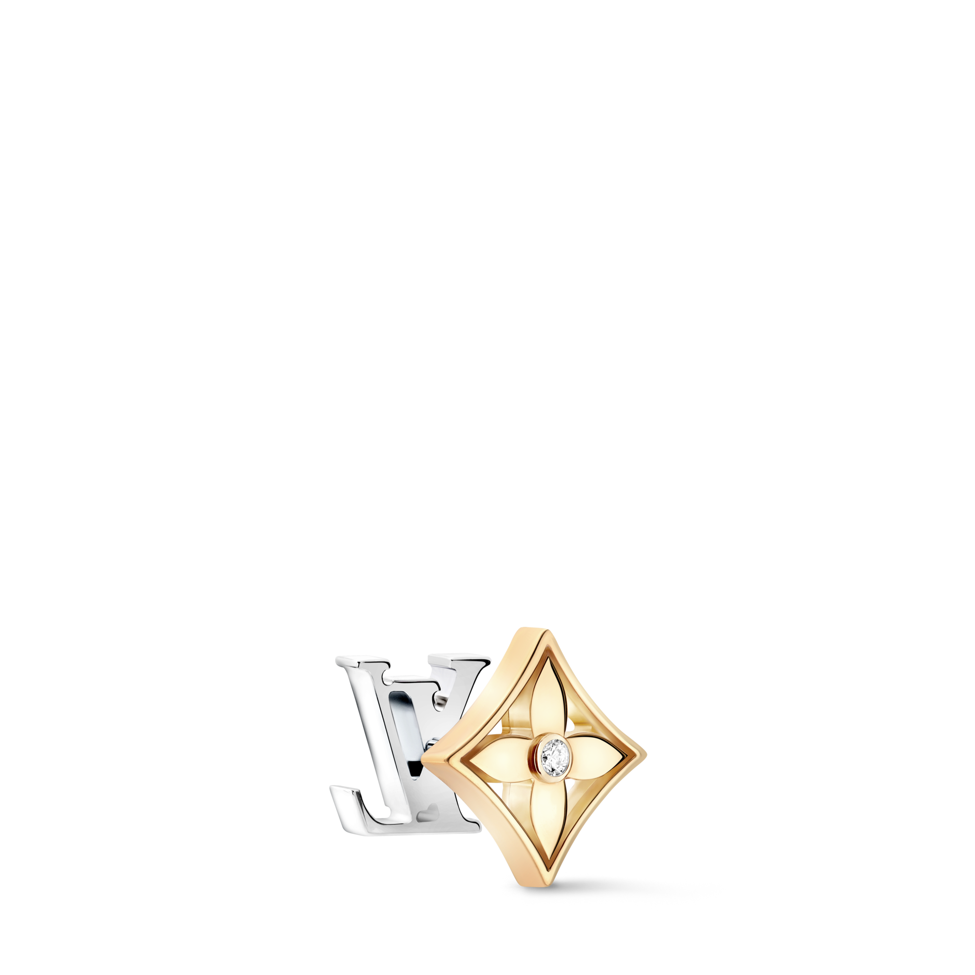  Categories Earrings Idylle Blossom Reversible Stud, Yellow And White Gold And Diamond - Per Unit | Louis Vuitton ® (Product zoom)