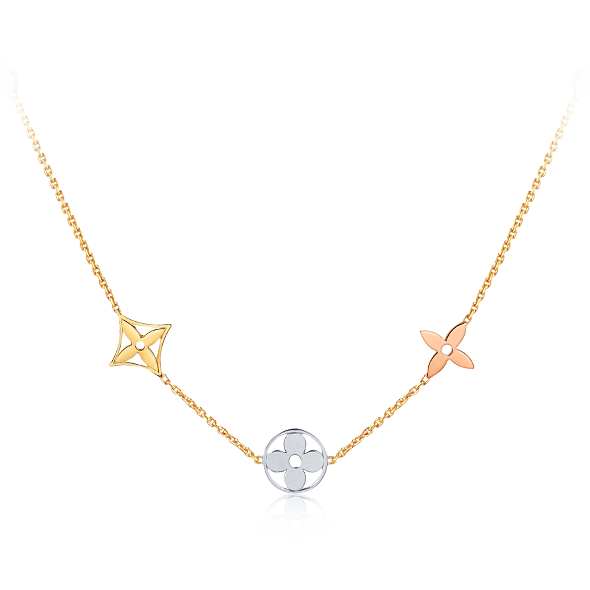 Idylle Blossom sautoir, 3 golds and diamonds