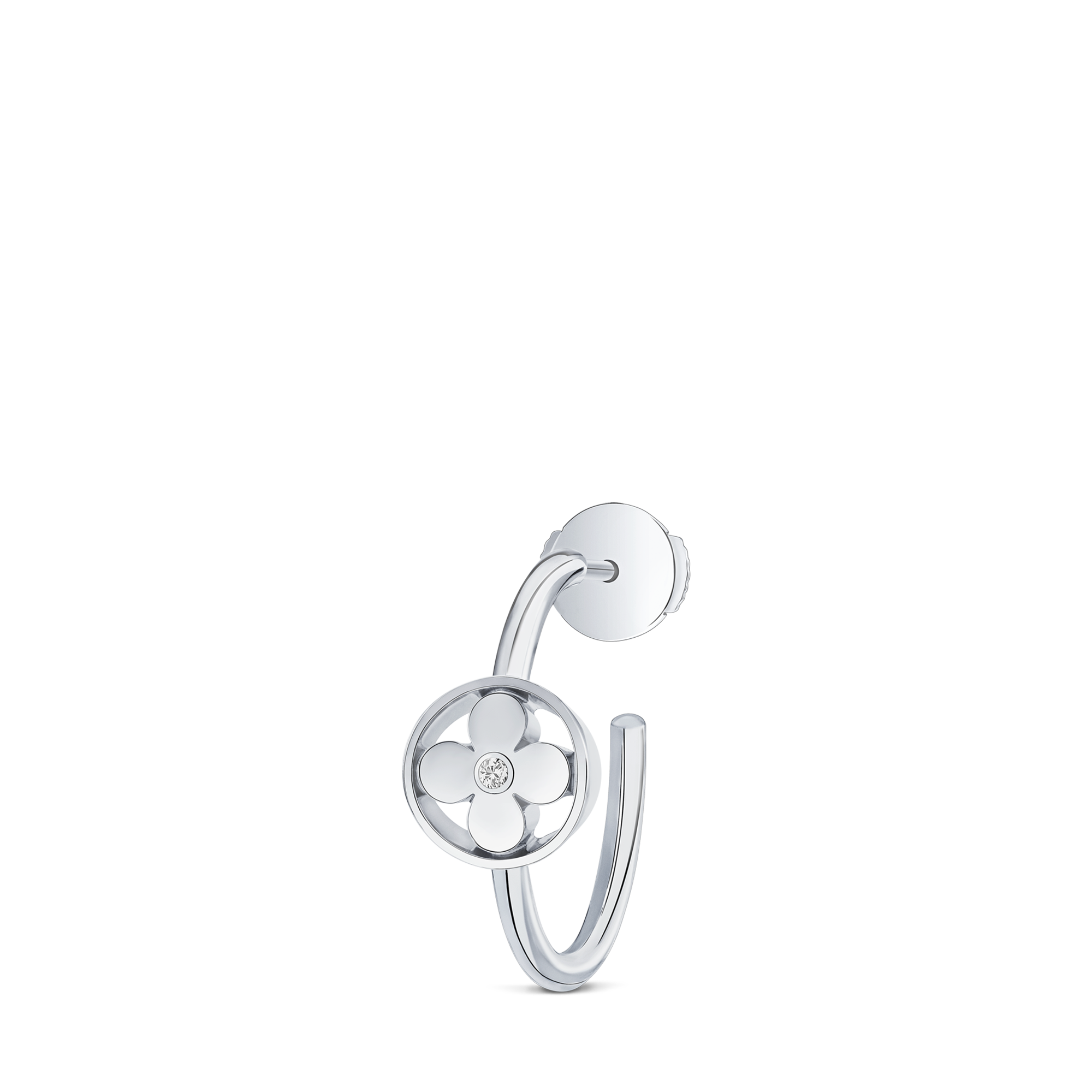  Categories Earrings Idylle Blossom Small Hoop, White Gold And Diamond - Per Unit | Louis Vuitton ® (Product zoom)