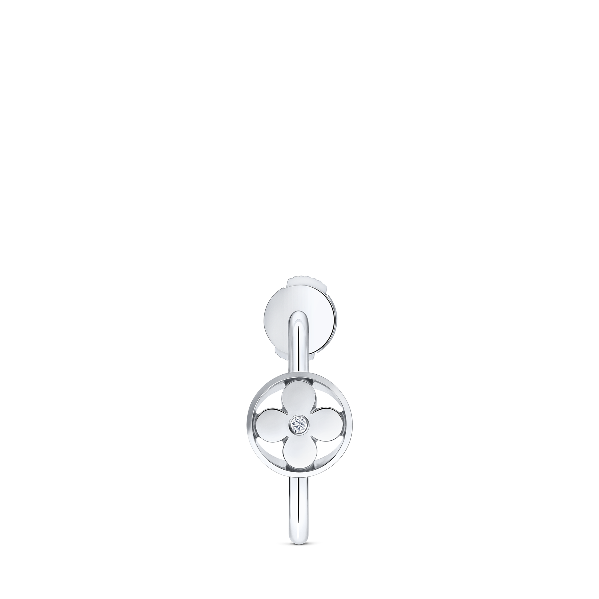  Categories Earrings Idylle Blossom Small Hoop, White Gold And Diamond - Per Unit | Louis Vuitton ® (Product zoom)