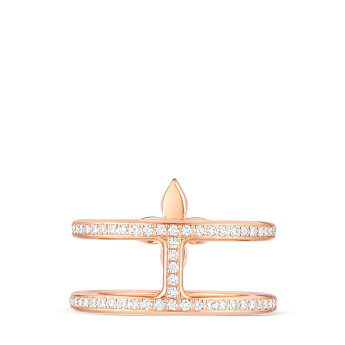 Categories All Fine Jewelry Idylle Blossom Two-Row Ring, Pink Gold And Diamonds | Louis Vuitton ® (Product zoom)