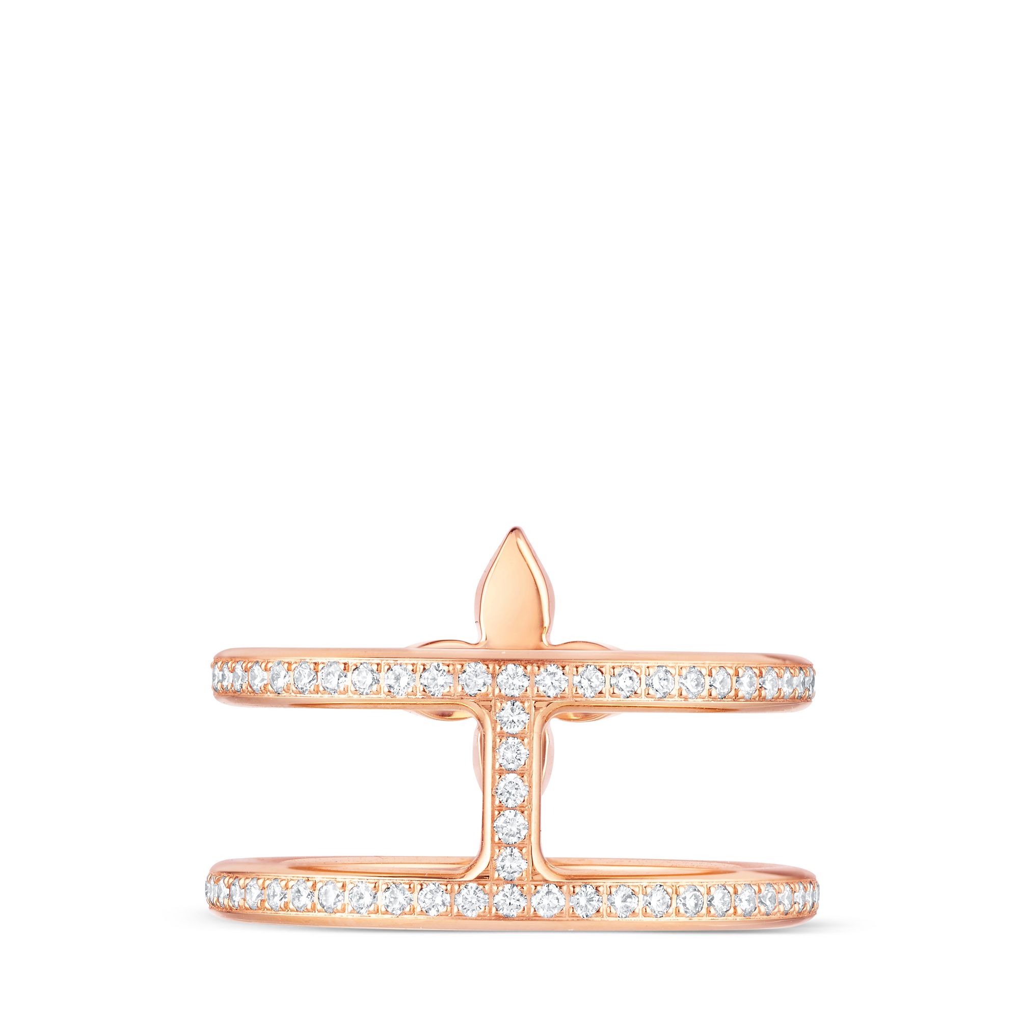  Categories All Fine Jewelry Idylle Blossom Two-Row Ring, Pink Gold And Diamonds | Louis Vuitton ® (Product zoom)