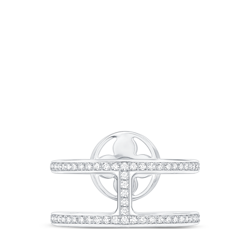 Categories All Fine Jewelry Idylle Blossom Two-Row Ring, White Gold And Diamonds | Louis Vuitton ® (Product zoom)