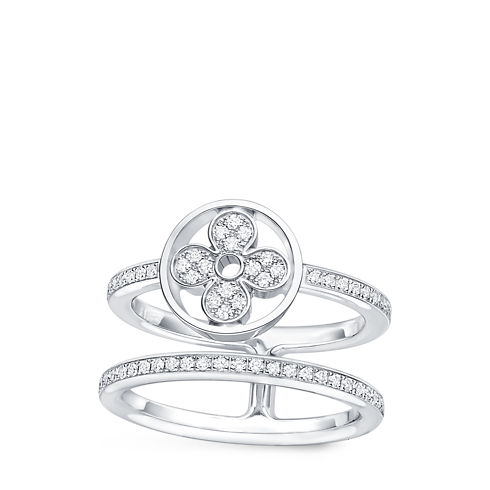 Categories All Fine Jewelry Idylle Blossom Two-Row Ring, White Gold And Diamonds | Louis Vuitton ® (Product zoom)