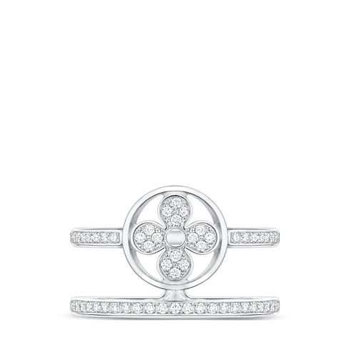 Categories All Fine Jewelry Idylle Blossom Two-Row Ring, White Gold And Diamonds | Louis Vuitton ® (Product zoom)