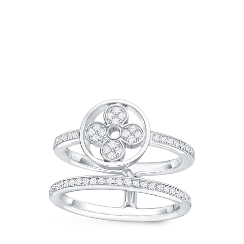 Categories All Fine Jewelry Idylle Blossom Two-Row Ring, White Gold And Diamonds | Louis Vuitton ® (Product zoom)