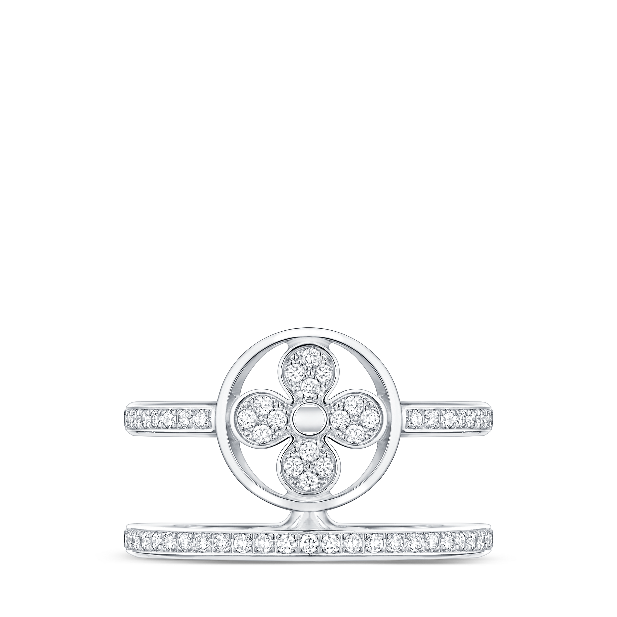 Idylle Blossom Two-Row Ring, White Gold And Diamonds