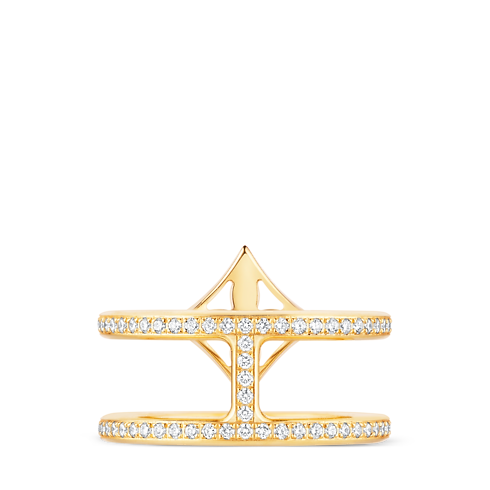 Categories All Fine Jewelry Idylle Blossom Two-Row Ring, Yellow Gold And Diamonds | Louis Vuitton ® (Product zoom)