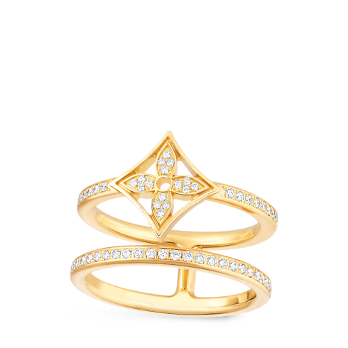 Categories All Fine Jewelry Idylle Blossom Two-Row Ring, Yellow Gold And Diamonds | Louis Vuitton ® (Product zoom)