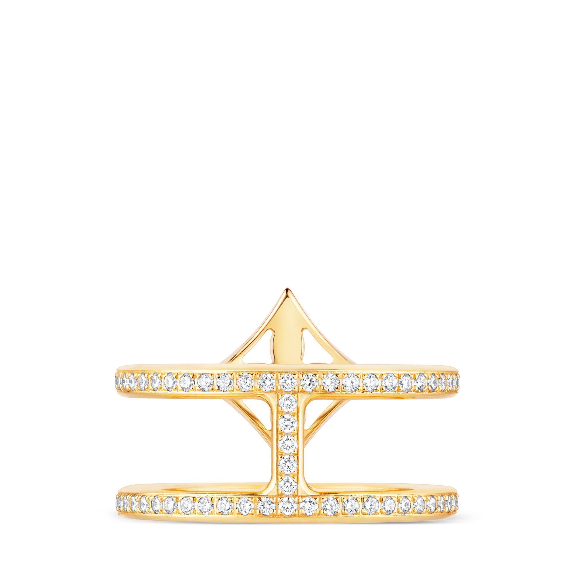  Categories All Fine Jewelry Idylle Blossom Two-Row Ring, Yellow Gold And Diamonds | Louis Vuitton ® (Product zoom)