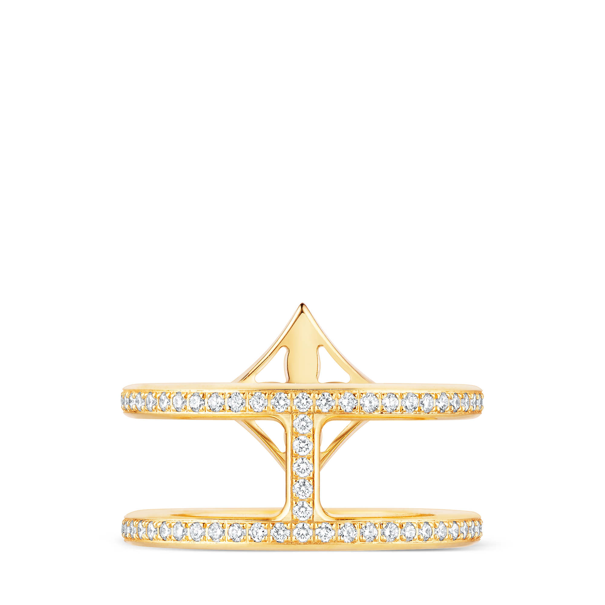 Idylle Blossom Two-Row Ring, Yellow Gold And Diamonds