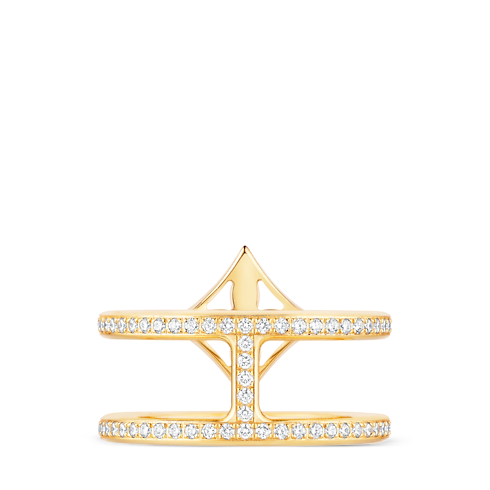 Categories All Fine Jewelry Idylle Blossom Two-Row Ring, Yellow Gold And Diamonds | Louis Vuitton ® (Product zoom)