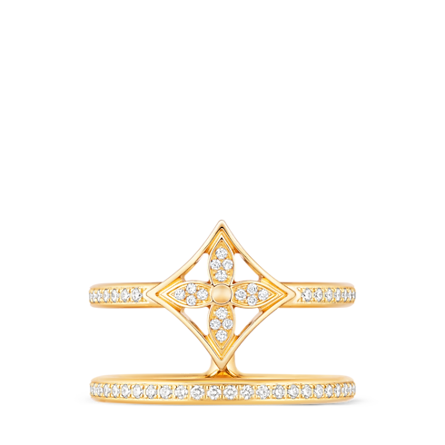Categories All Fine Jewelry Idylle Blossom Two-Row Ring, Yellow Gold And Diamonds | Louis Vuitton ® (Product zoom)