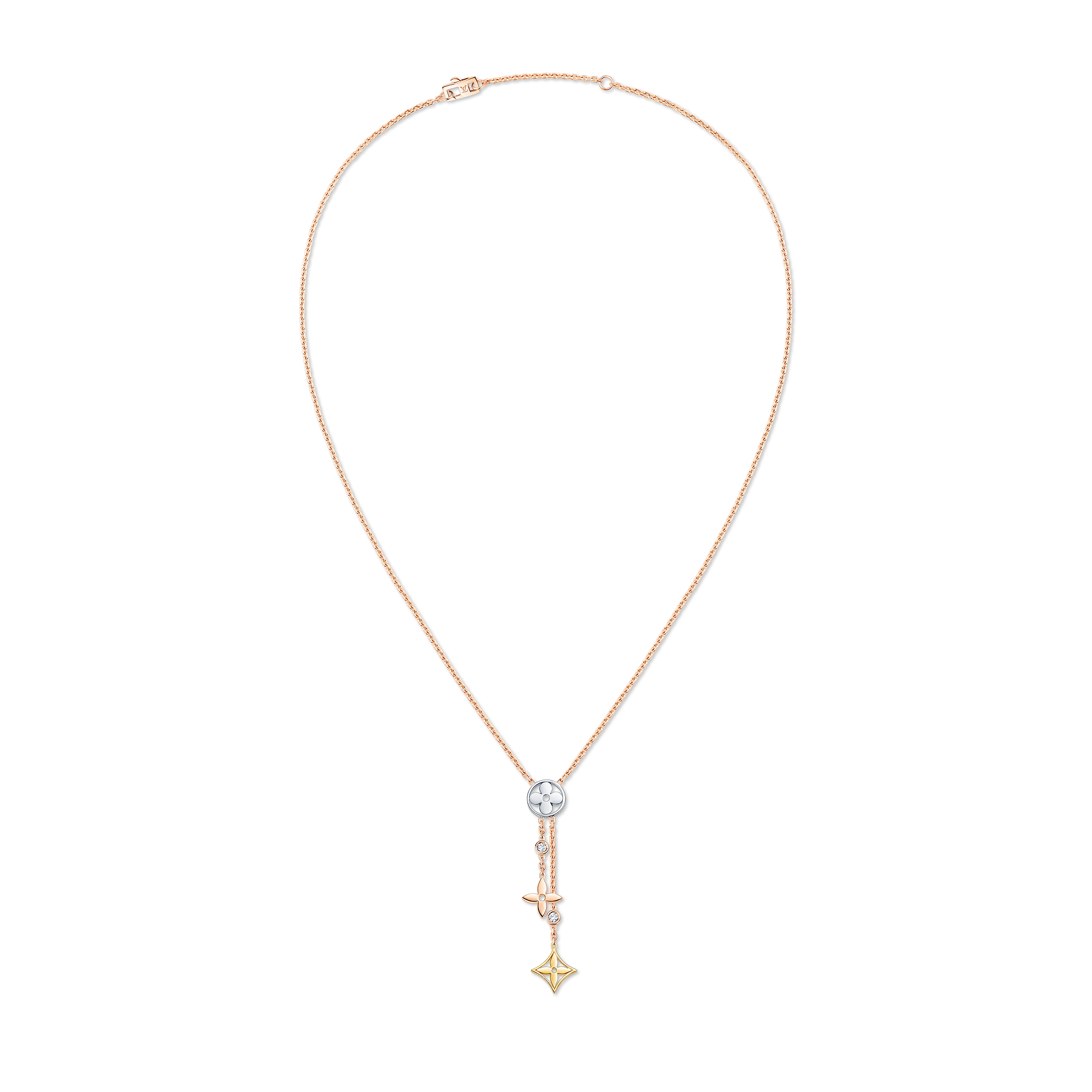 Idylle Blossom Y Pendant, 3 Gold and Diamonds