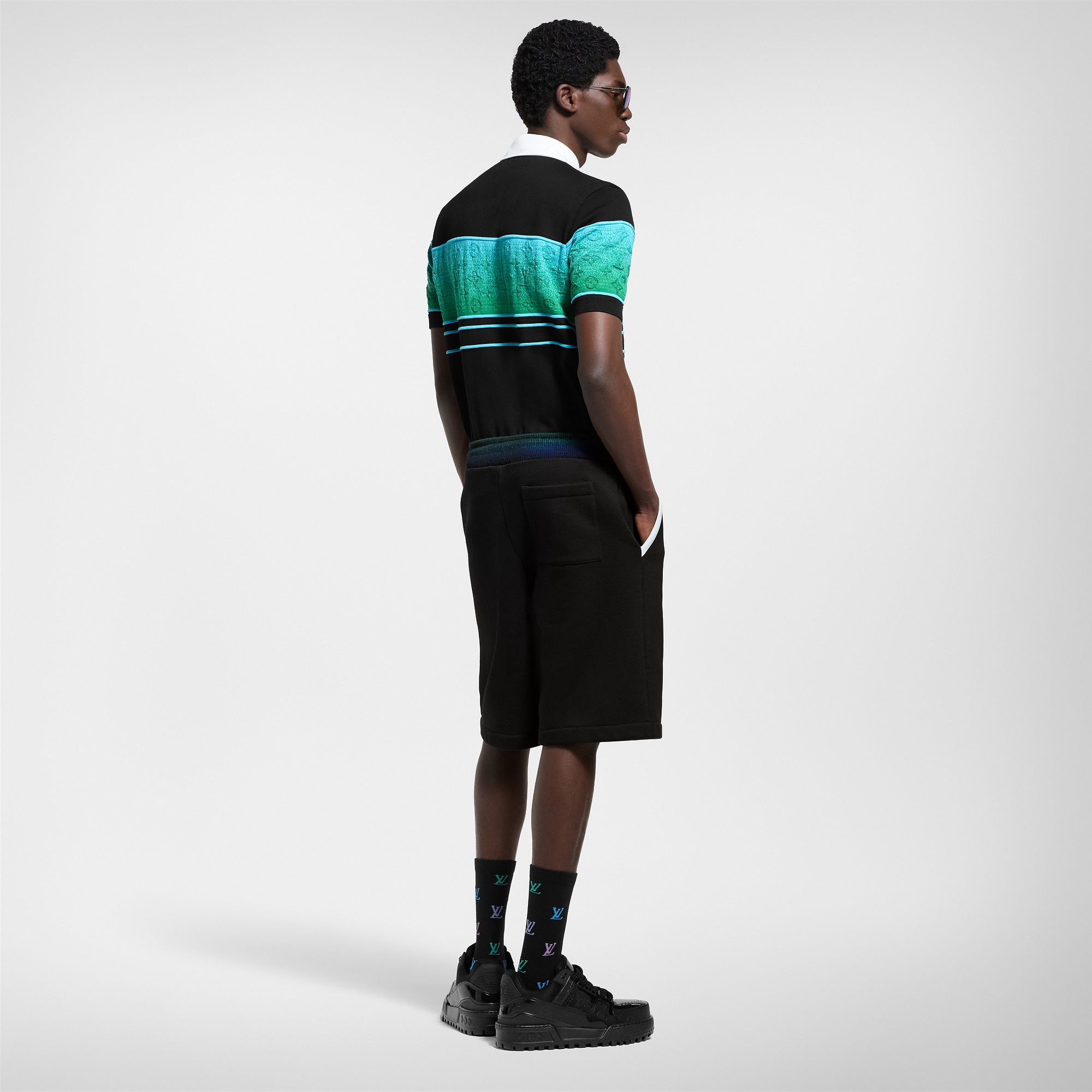 Iridescent Jacquard Short-Sleeved Polo