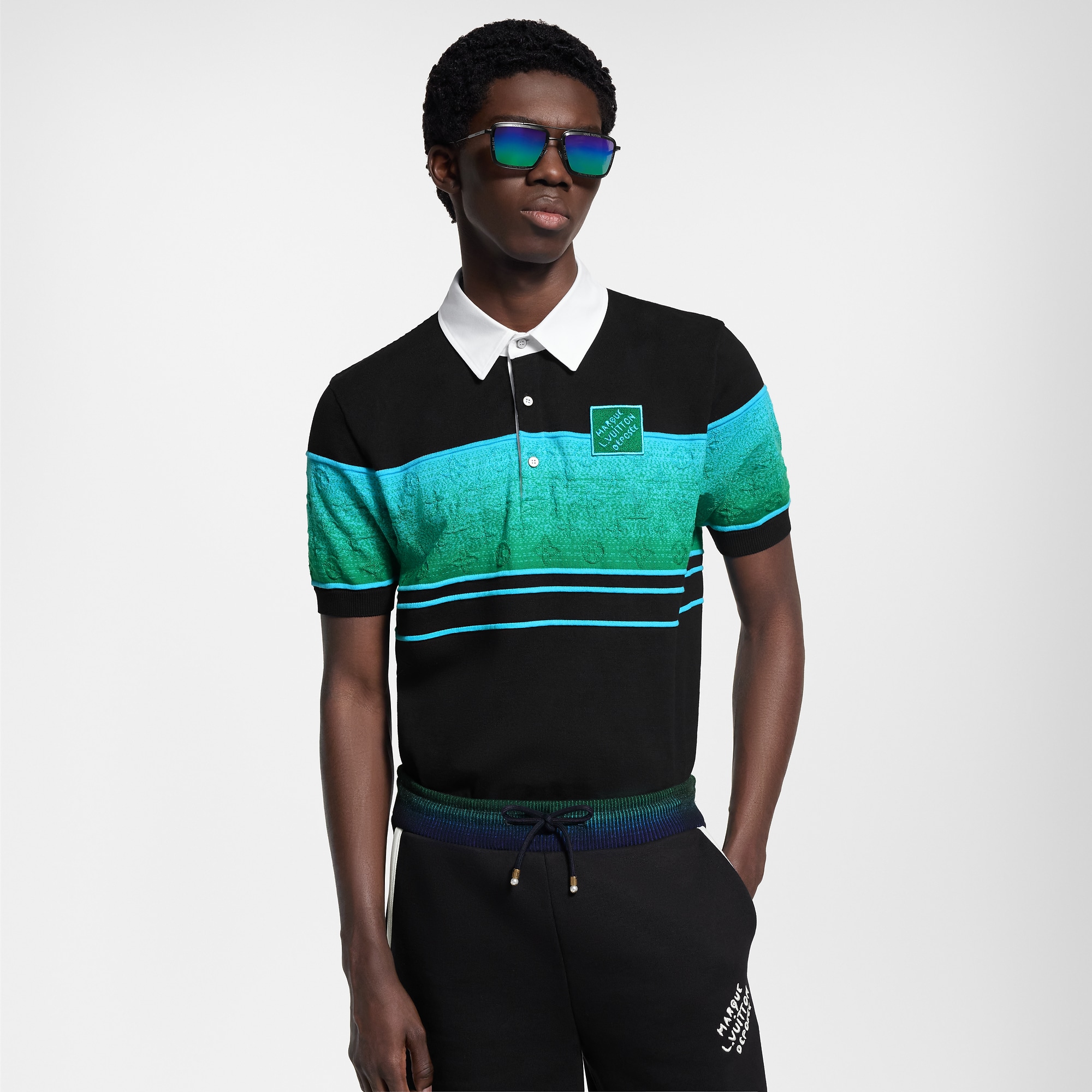 Iridescent Jacquard Short-Sleeved Polo