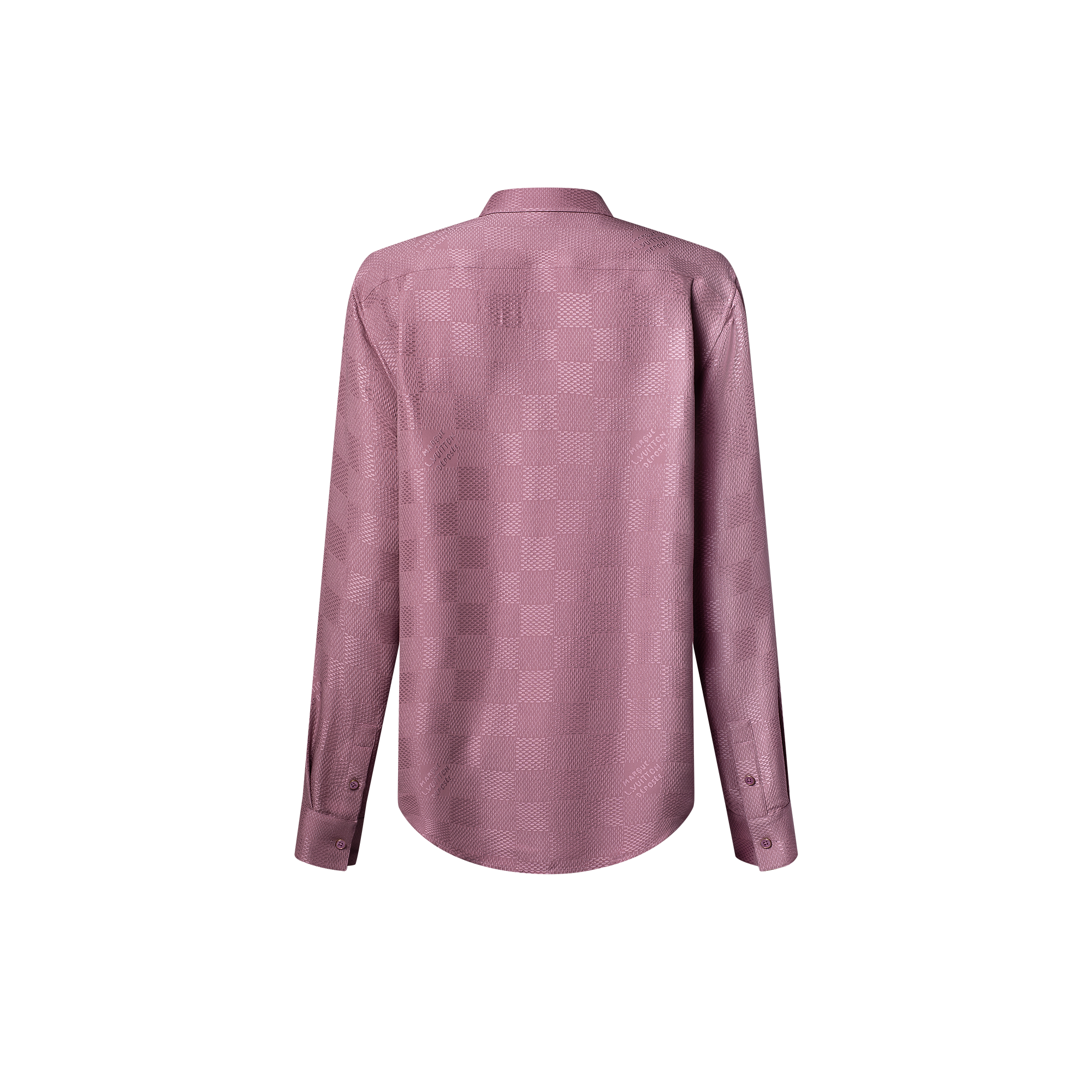 Jacquard Damier Long-Sleeved Silk Shirt