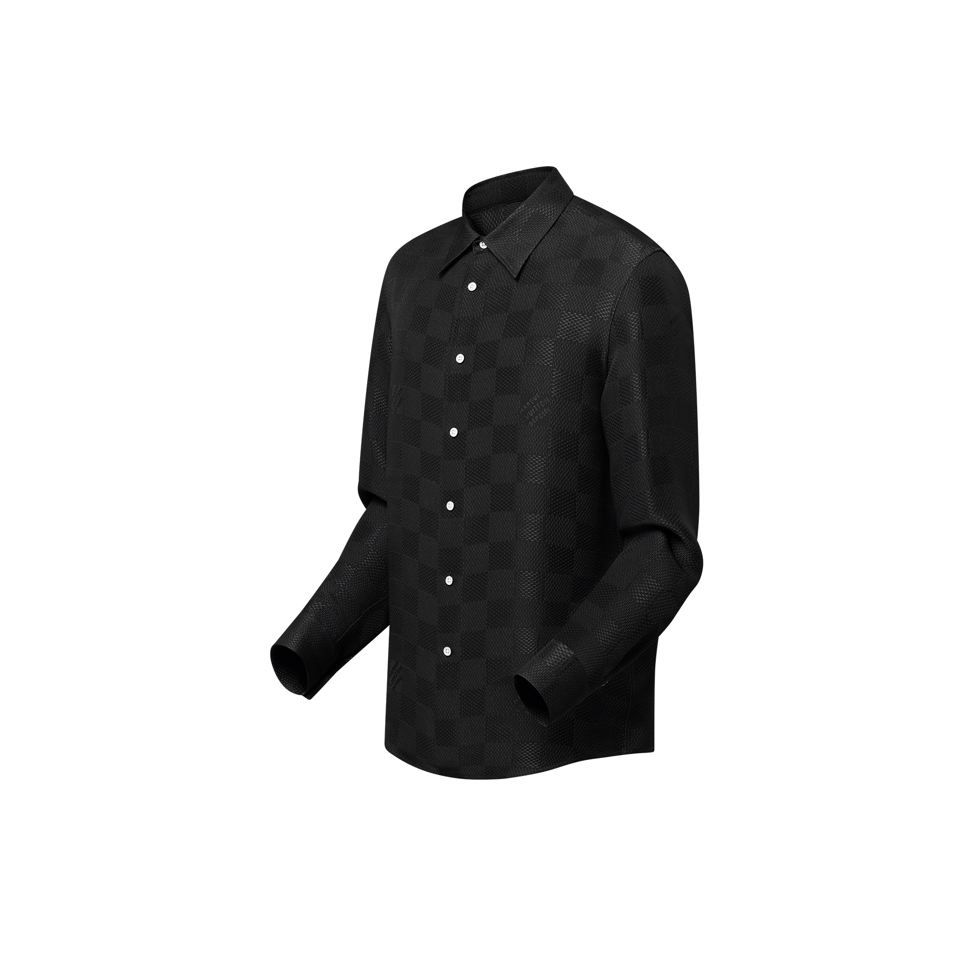  Ready-to-Wear Shirts Jacquard Damier Long-Sleeved Silk Shirt | Louis Vuitton ® (Product zoom)