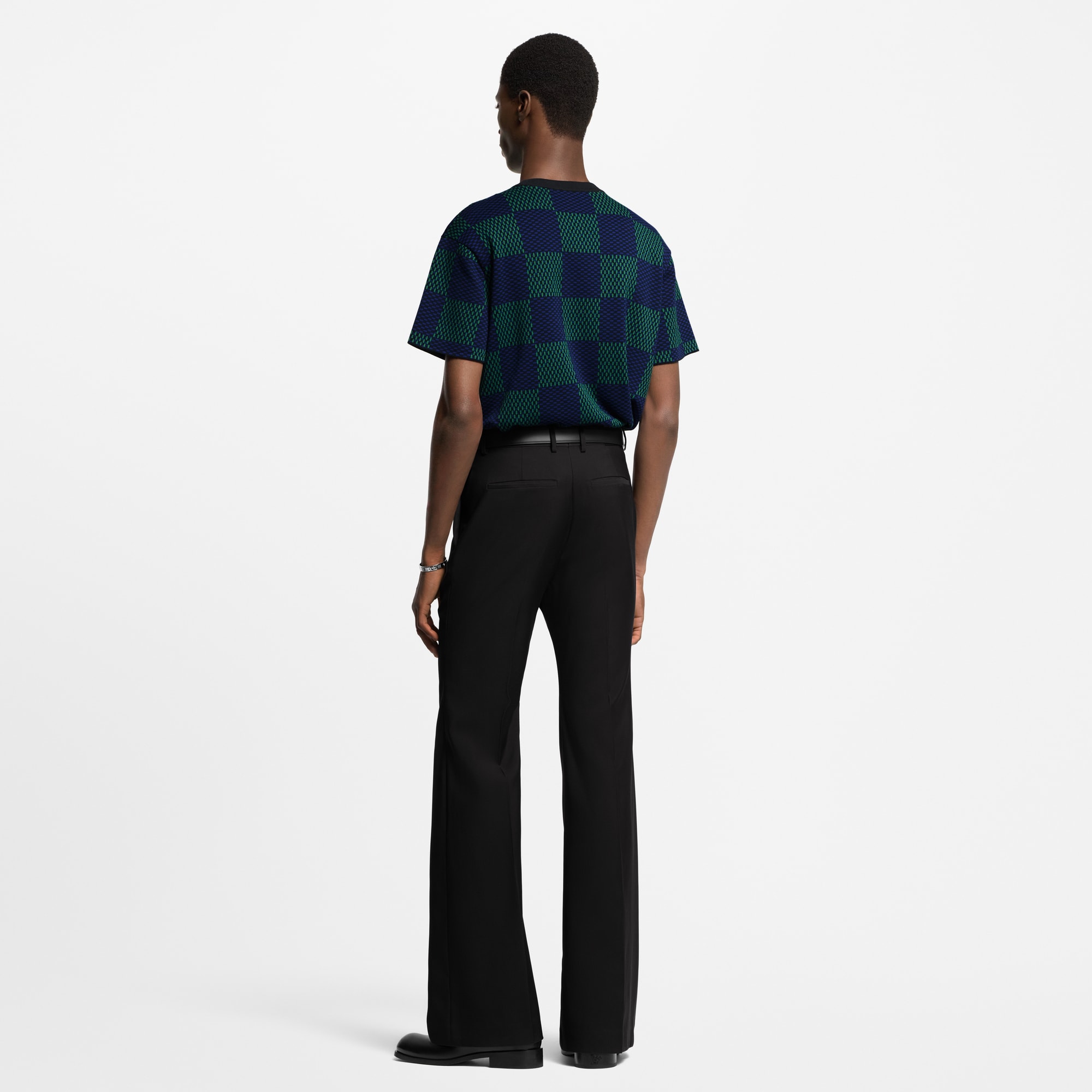  Ready-to-Wear All Ready-to-Wear Jacquard Damier Short-Sleeved Cotton Crewneck | Louis Vuitton ® (Product zoom)