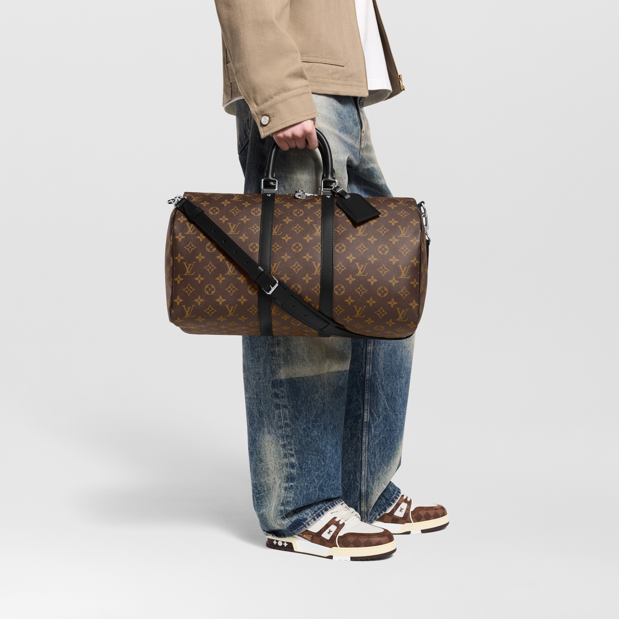 MONOGRAM MACASSAR Personalization Bags and Travel Keepall Bandoulière 45 | Louis Vuitton ® (Product zoom)