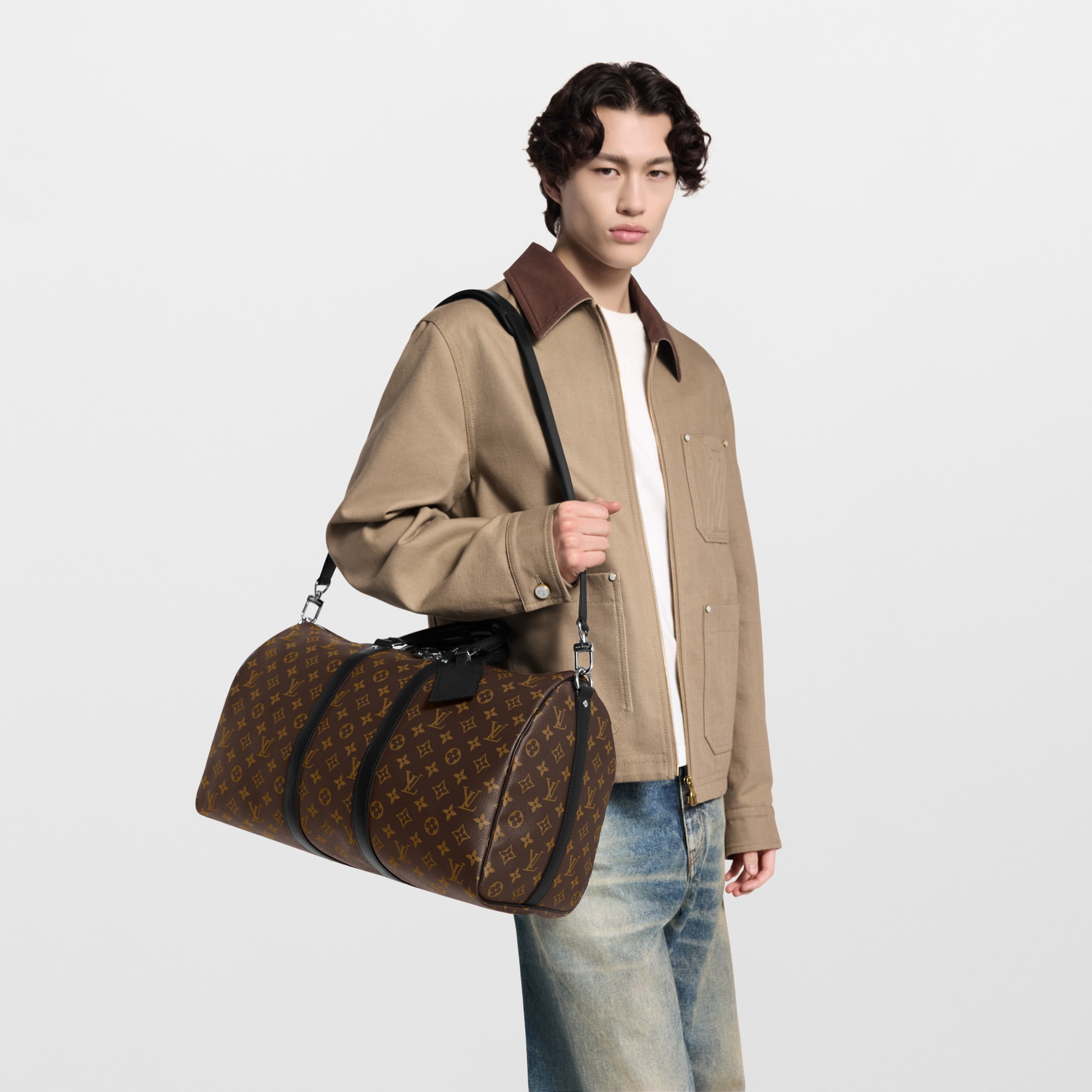 MONOGRAM MACASSAR Personalization Bags and Travel Keepall Bandoulière 45 | Louis Vuitton ® (Product zoom)