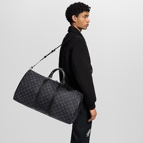 Monogram Eclipse Travel Travel Bags Keepall Bandoulière 55 | Louis Vuitton ® (Product zoom)