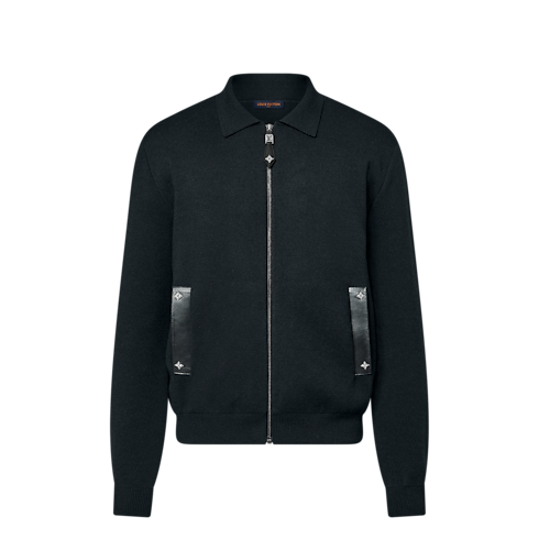 Ready-to-Wear Coats and Outerwear Knit Blouson With Leather Details | Louis Vuitton ® (Product zoom)