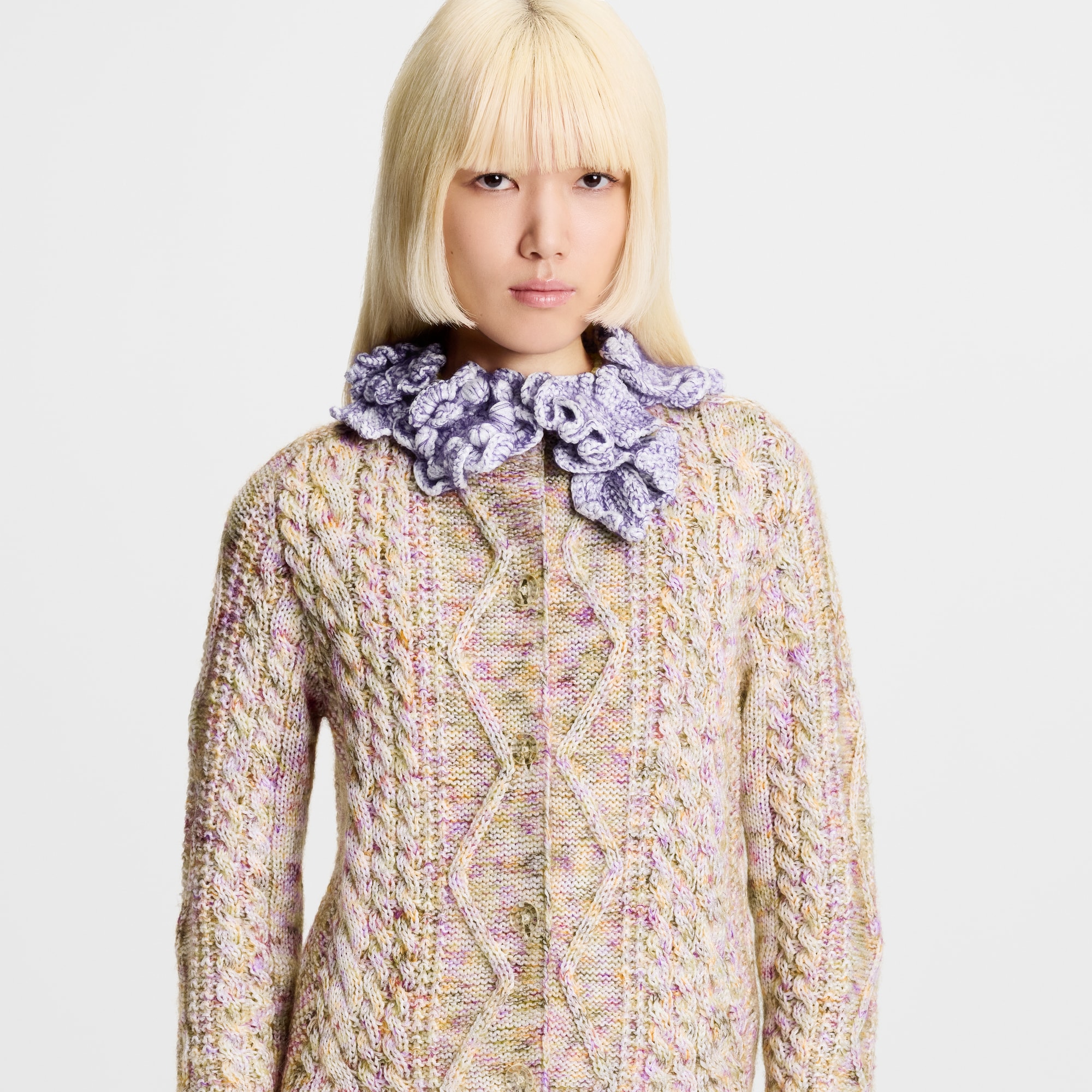  Ready-to-Wear Knitwear Knitted Flower Collar Cardigan | Louis Vuitton ® (Product zoom)