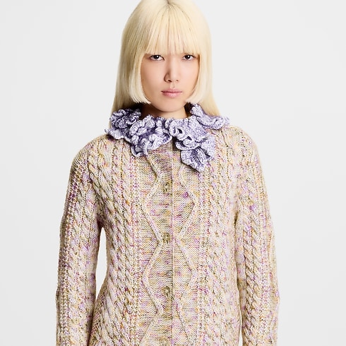 Ready-to-Wear Knitwear Knitted Flower Collar Cardigan | Louis Vuitton ® (Product zoom)