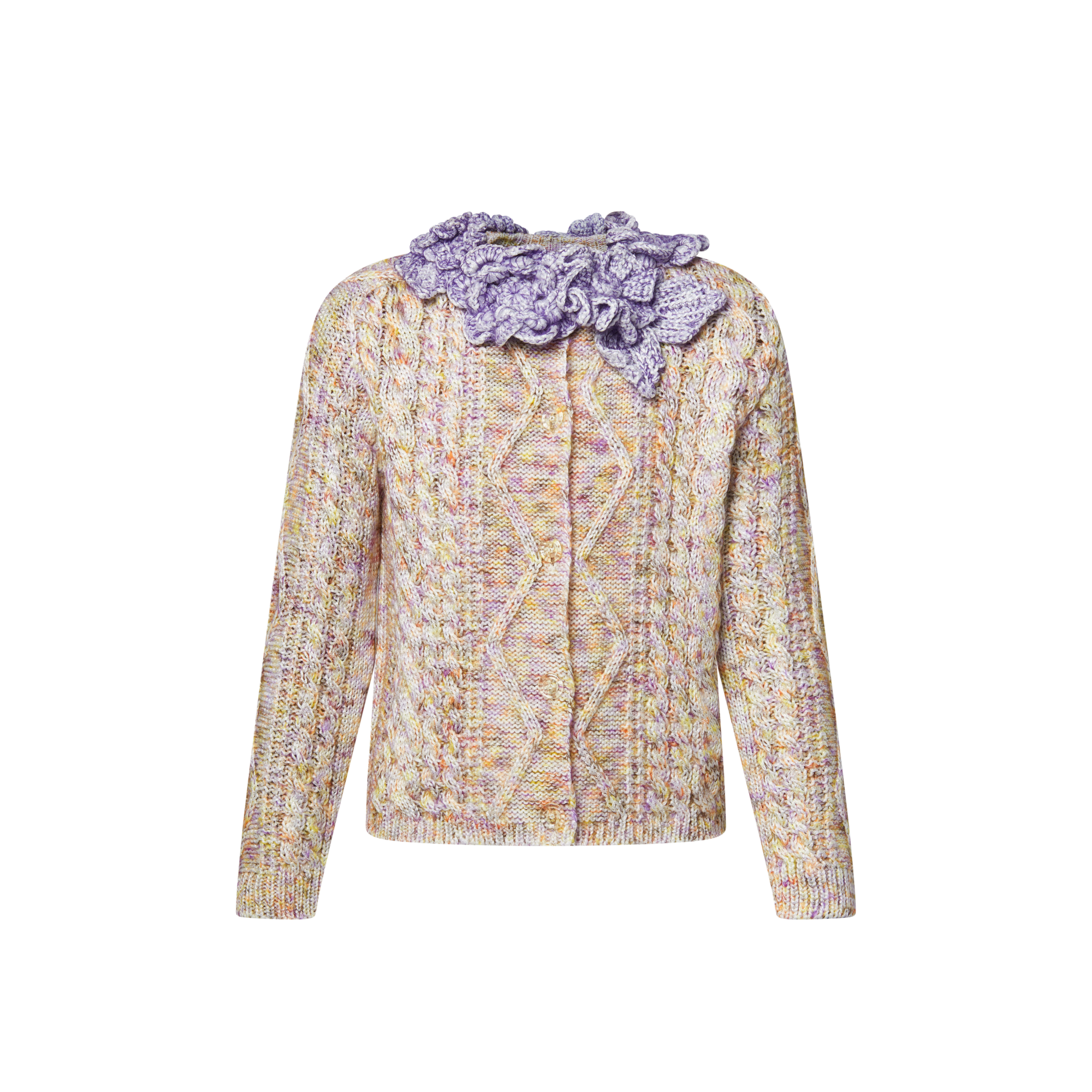  Ready-to-Wear Knitwear Knitted Flower Collar Cardigan | Louis Vuitton ® (Product zoom)