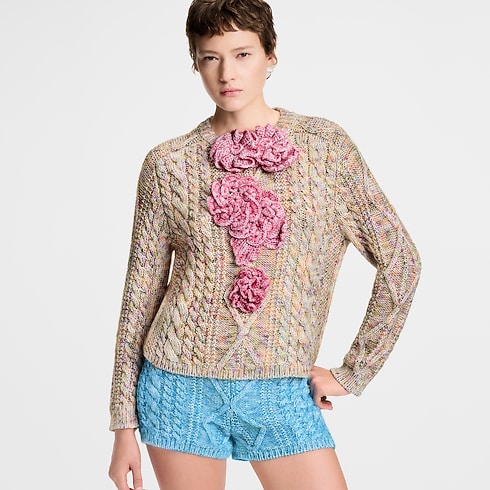 Ready-to-Wear Knitwear Knitted Flower Front Pullover | Louis Vuitton ® (Product zoom)