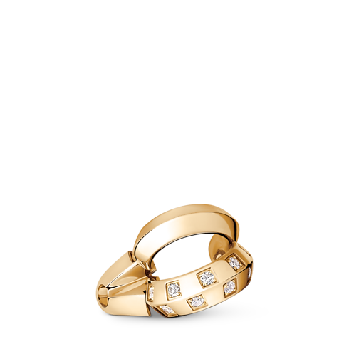 Categories Earrings Le Damier de Louis Vuitton Double Earcuff, Yellow Gold and Diamonds | Louis Vuitton ® (Product zoom)