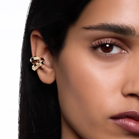 Categories Earrings Le Damier de Louis Vuitton Double Earcuff, Yellow Gold and Diamonds | Louis Vuitton ® (Product zoom)