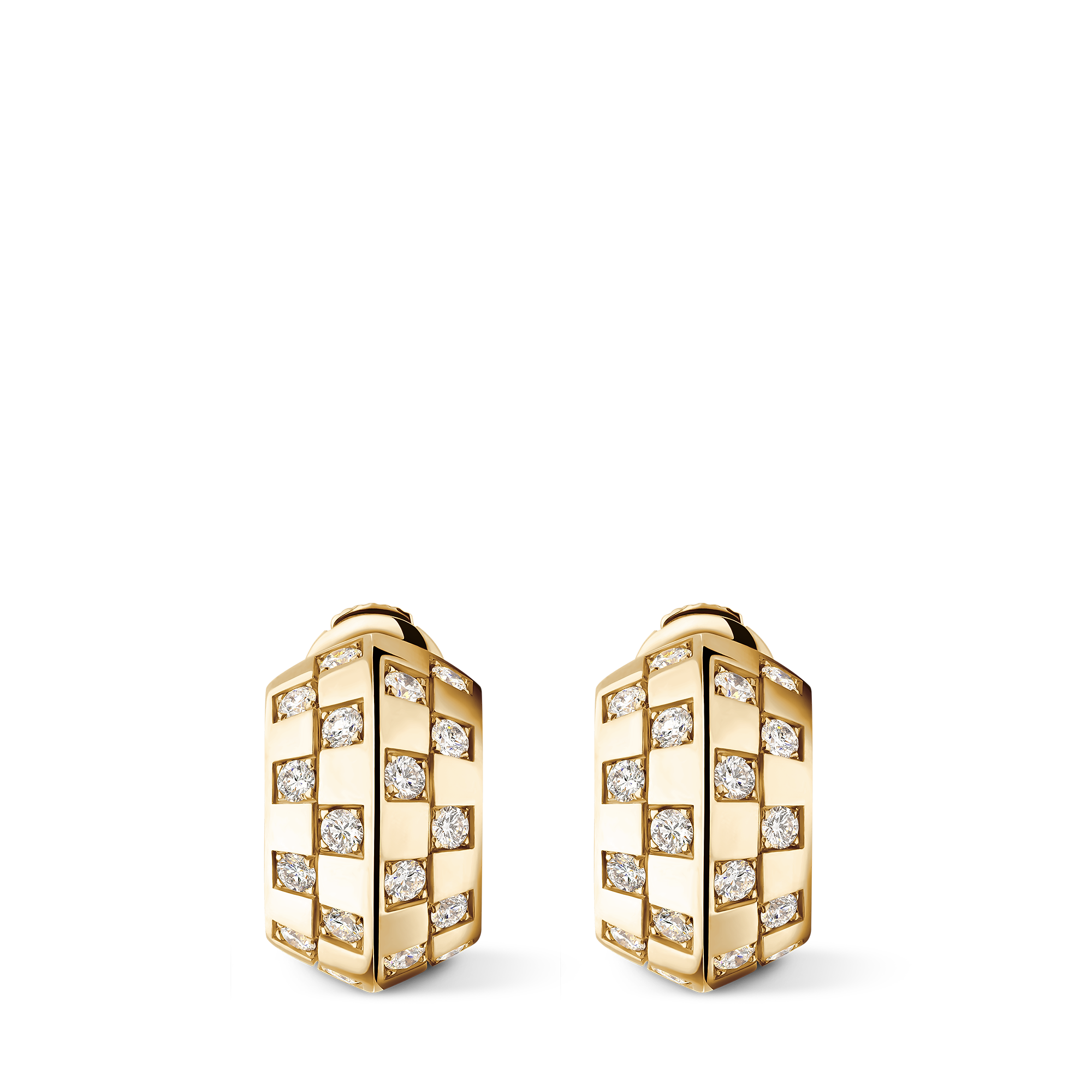 Le Damier de Louis Vuitton Double Hoops, Yellow Gold and Diamonds