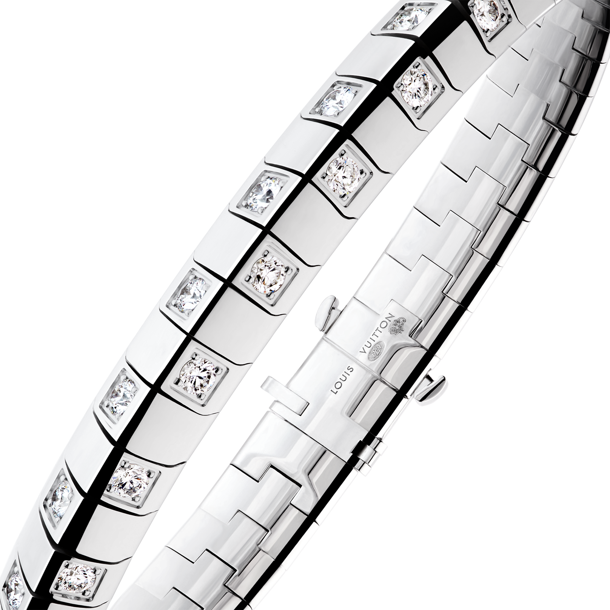 Le Damier de Louis Vuitton Large Bracelet, White Gold and Diamonds