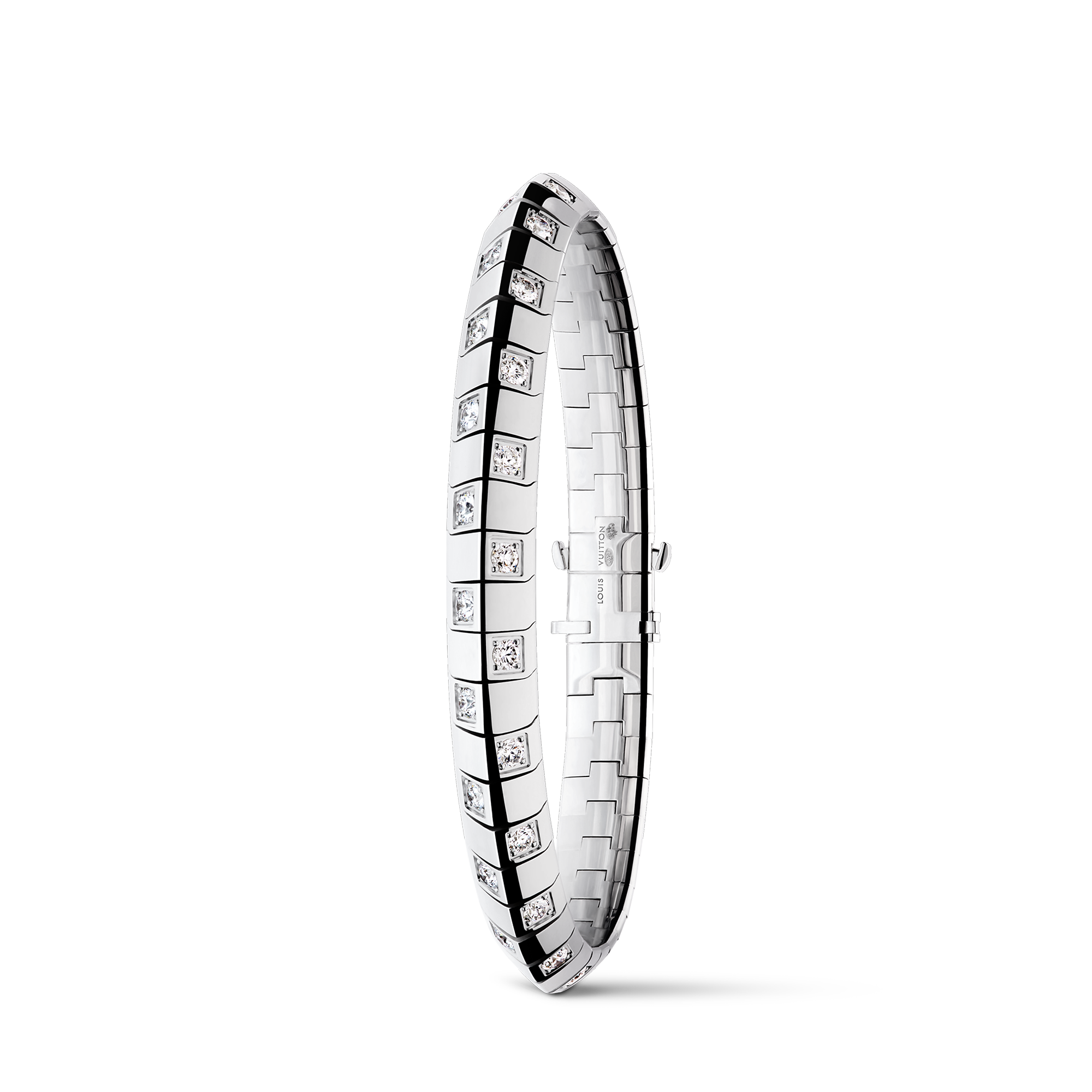 Le Damier de Louis Vuitton Large Bracelet, White Gold and Diamonds