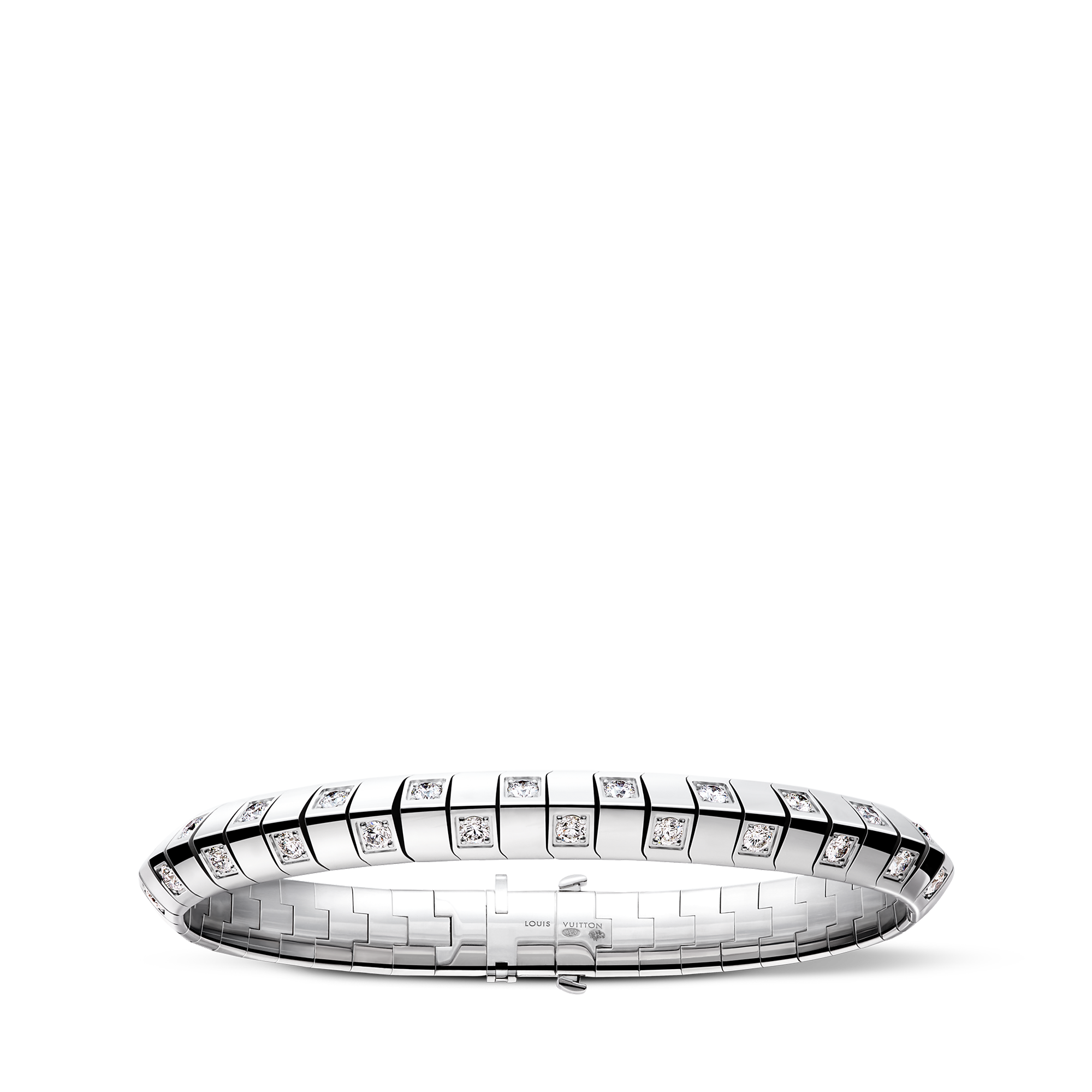 Le Damier de Louis Vuitton Large Bracelet, White Gold and Diamonds